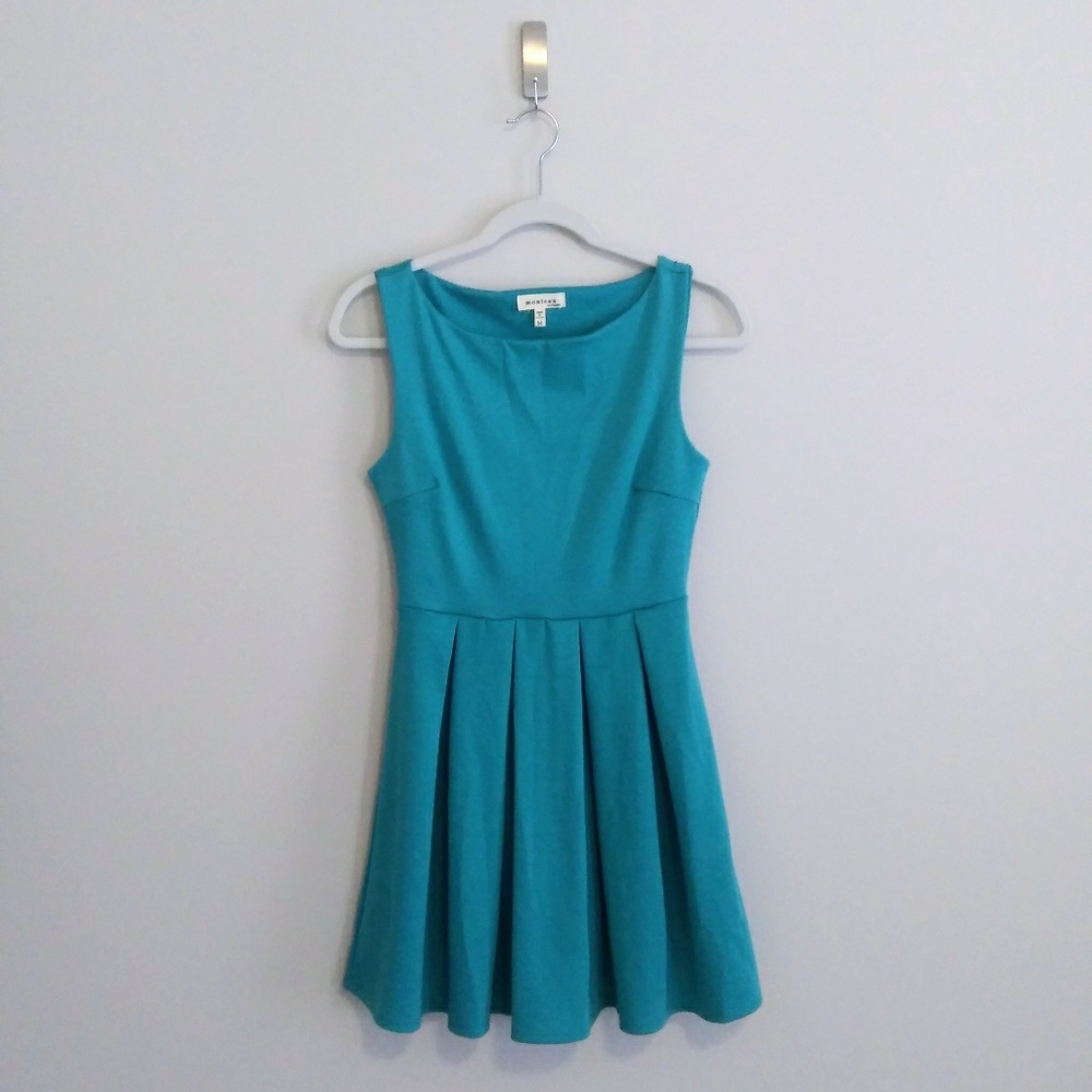 Teal Fit and Flare Ponte Dress
